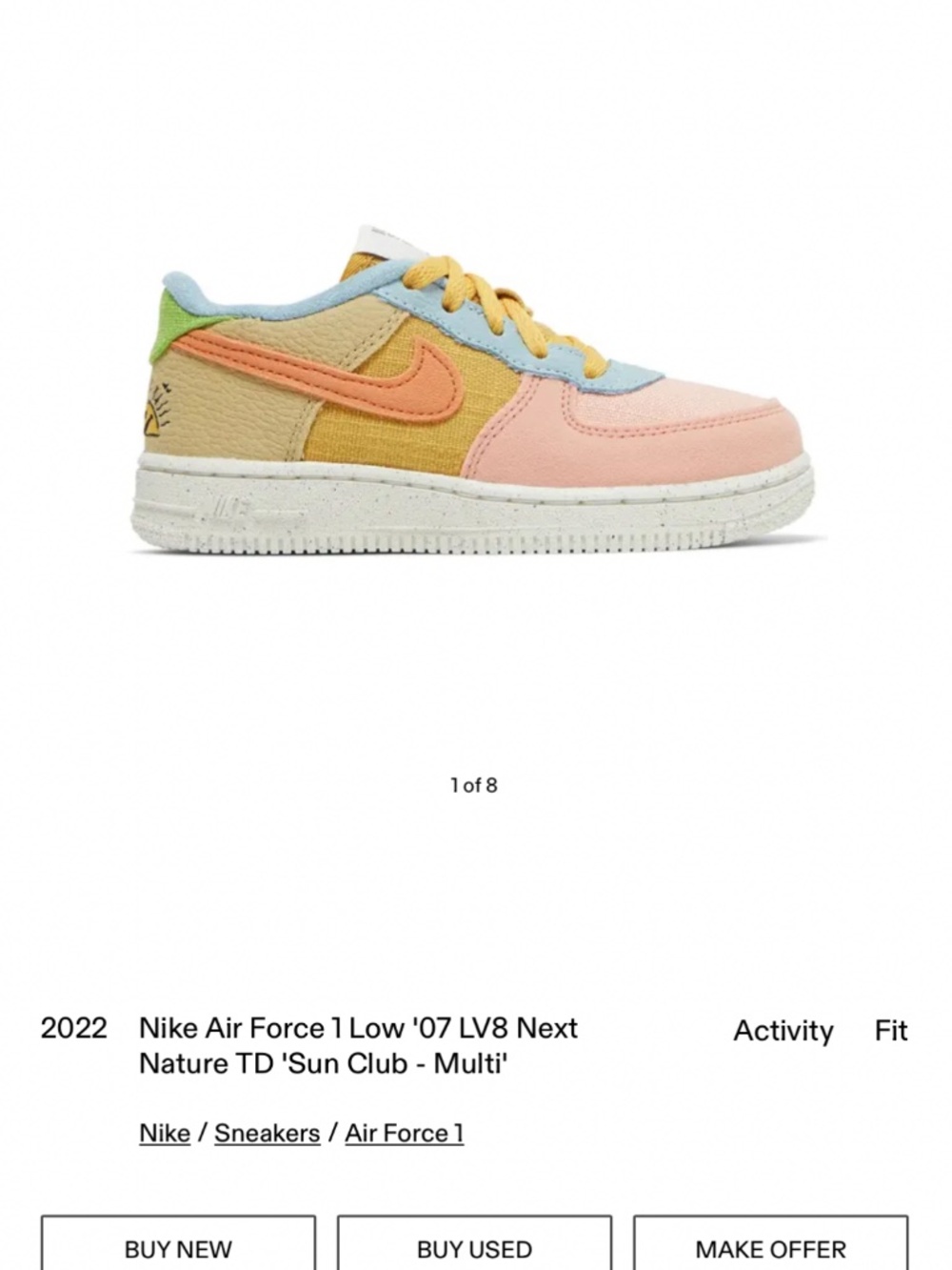 Nike sun club kids 5.5y